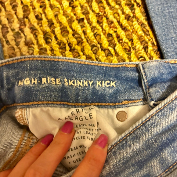 American Eagle Stretch High Waisted Skinny Kick Bootcut Jean Denim - Picture 14 of 15